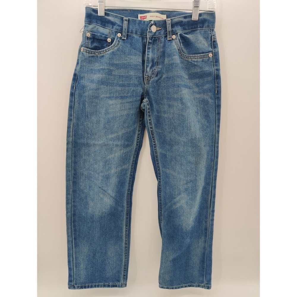 Levi's 505 Regular Fit Jeans‎ Boys Size 14 REG Medium Wash Blue Straight Leg W27